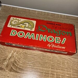 Vintage‎ Dragon Dominoes by Halsam Set No. 920 Double Nine In Box